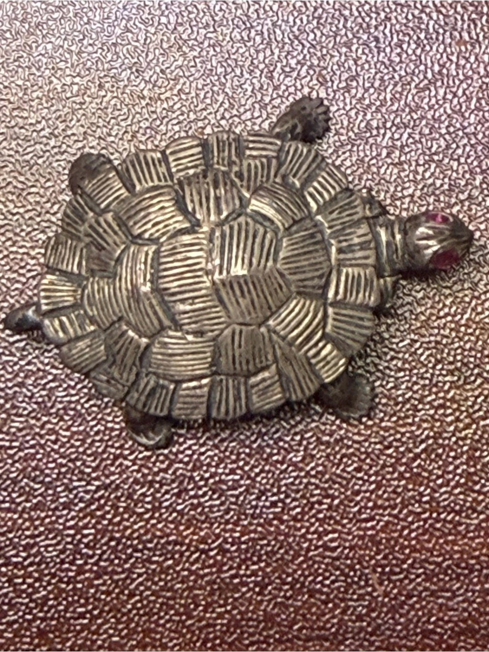 Turtle Brooch in Silver & Gold